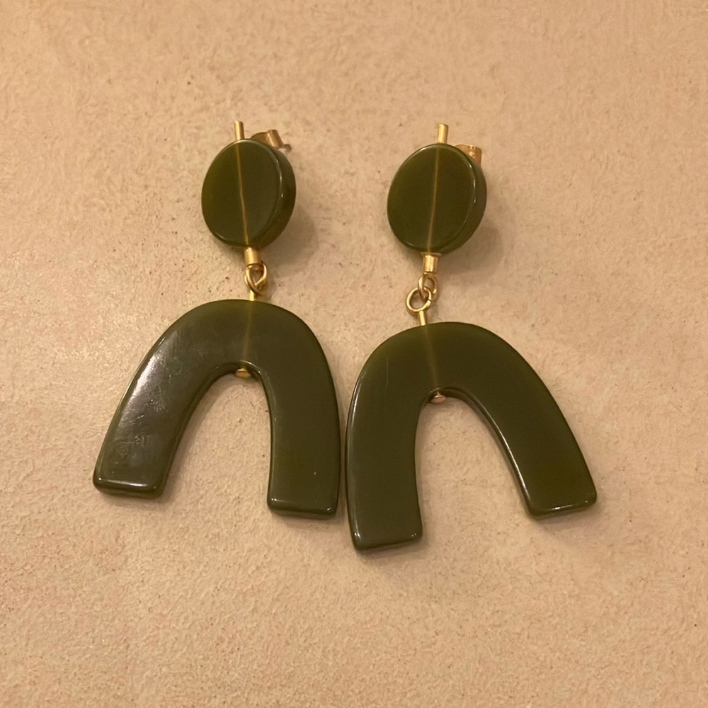 Elegant Olive Green Earrings